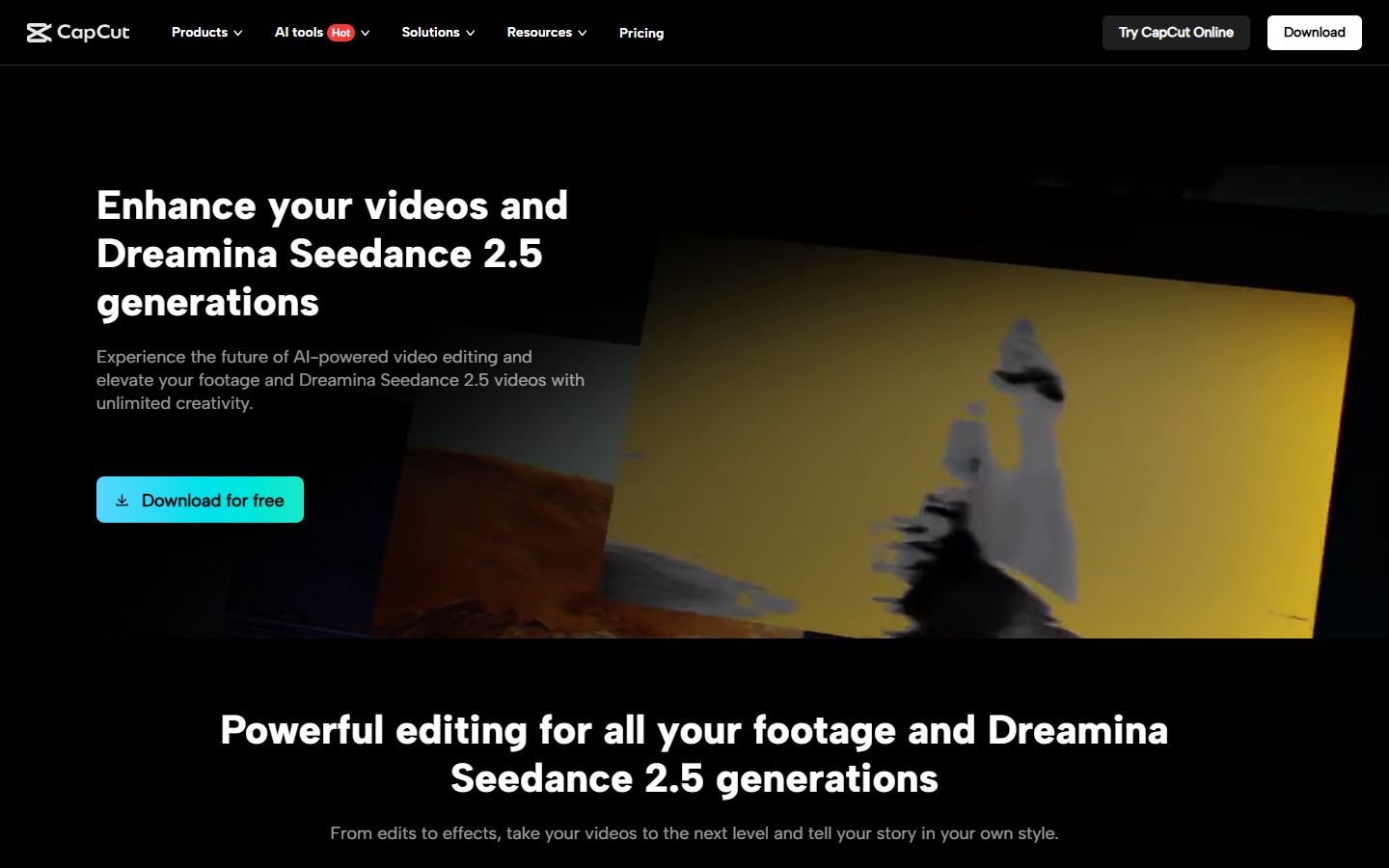 CapCut's desktop page