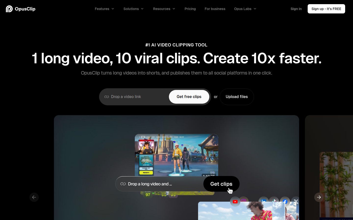 OpusClip's homepage