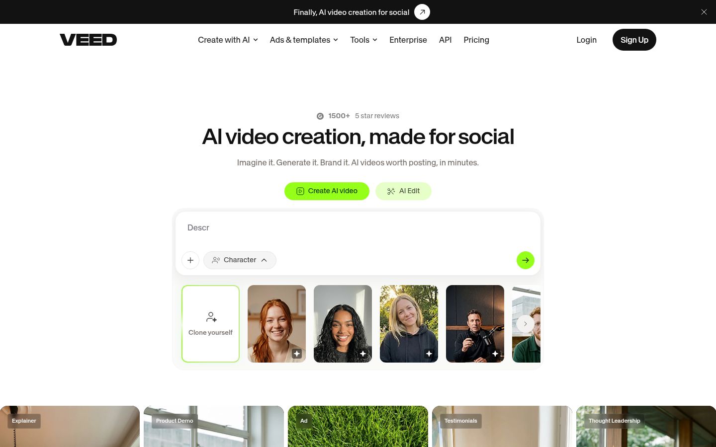 VEED's homepage
