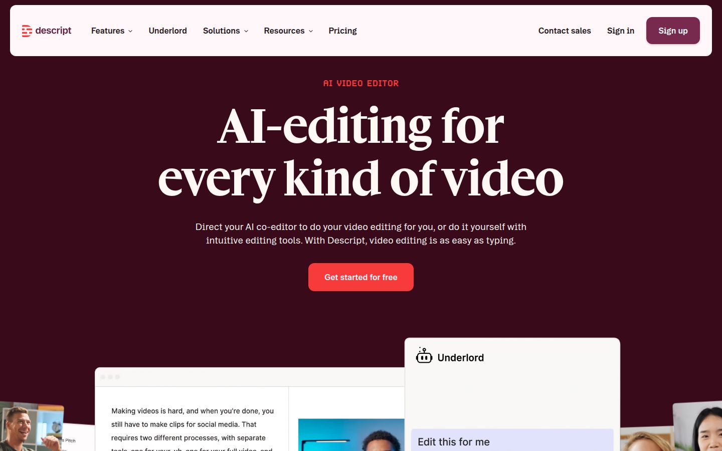 Descript's homepage