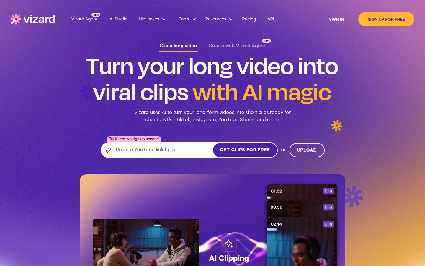 Vizard's homepage