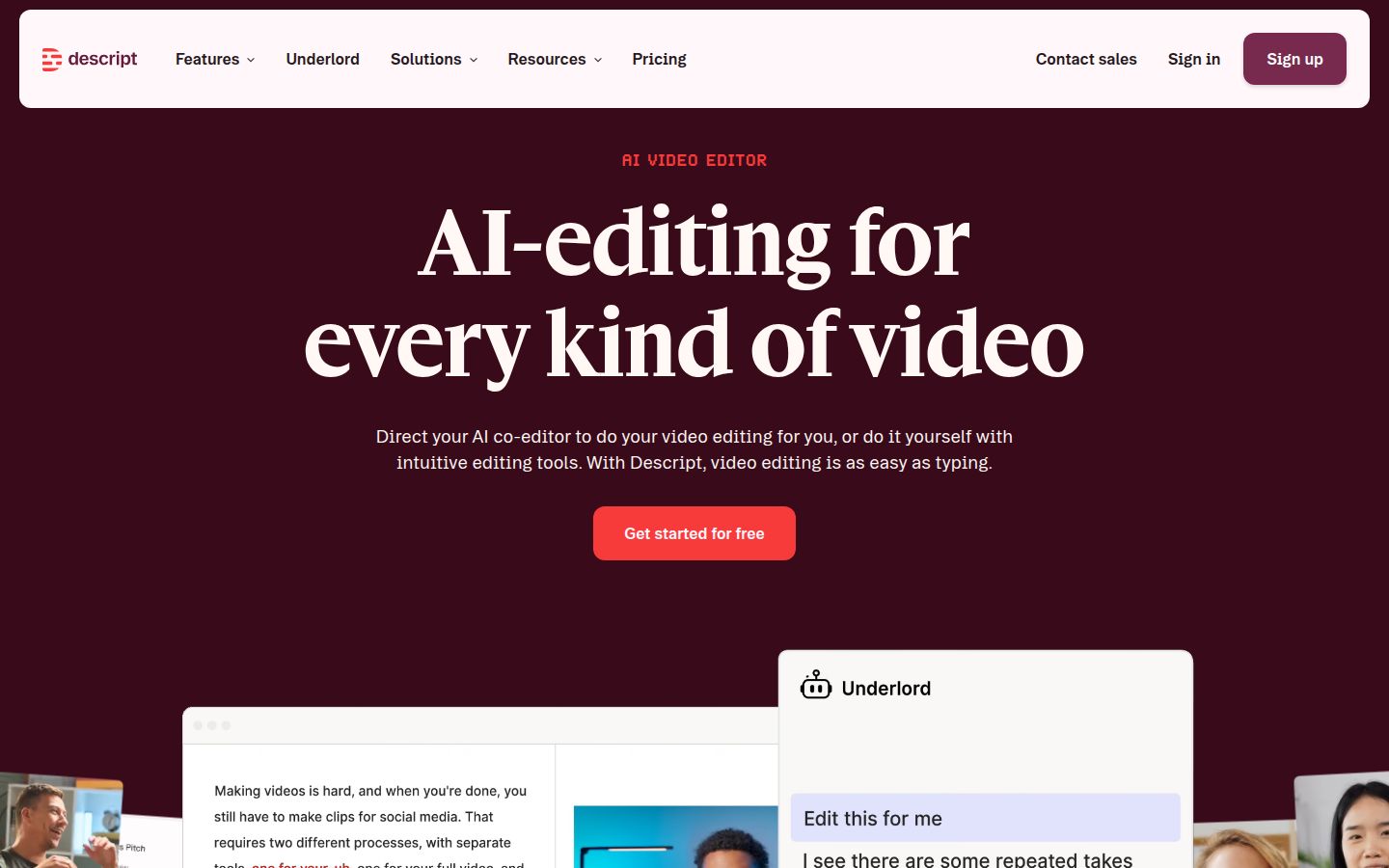 Descript's homepage