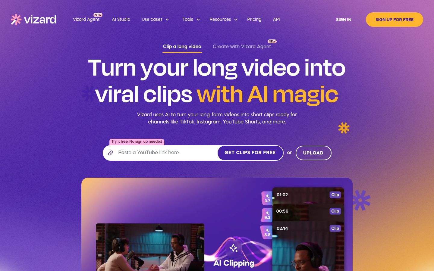Vizard's homepage