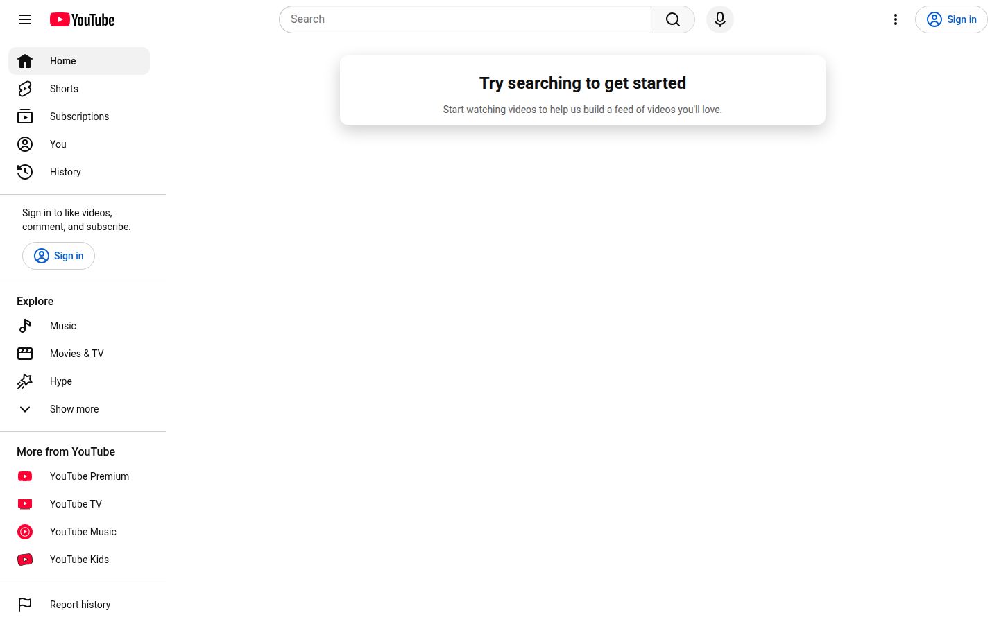 YouTube's homepage