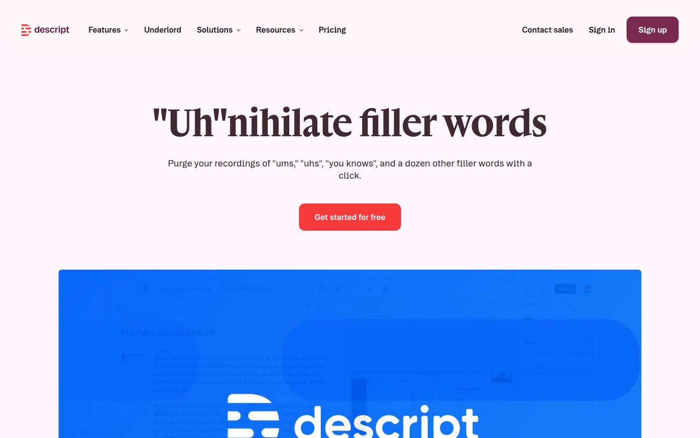 Descript's filler words page