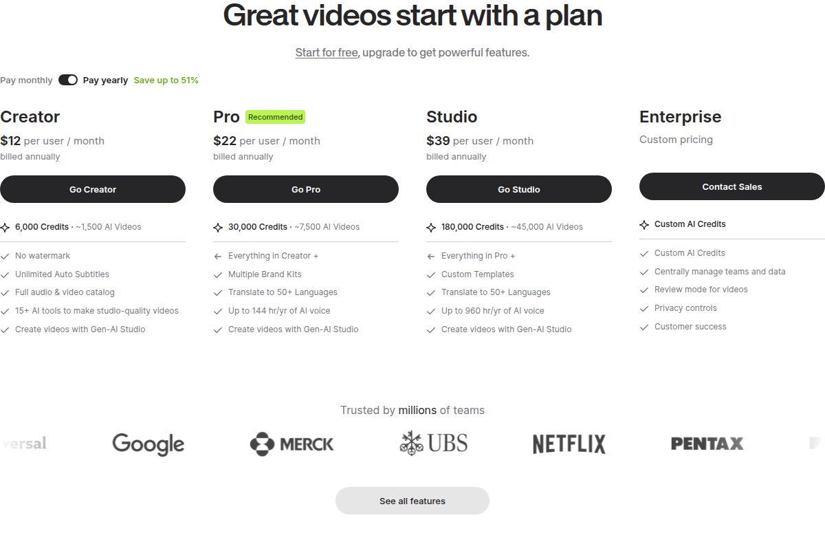 VEED's pricing plans