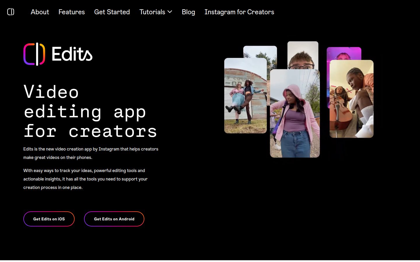 Edits by Instagram's homepage