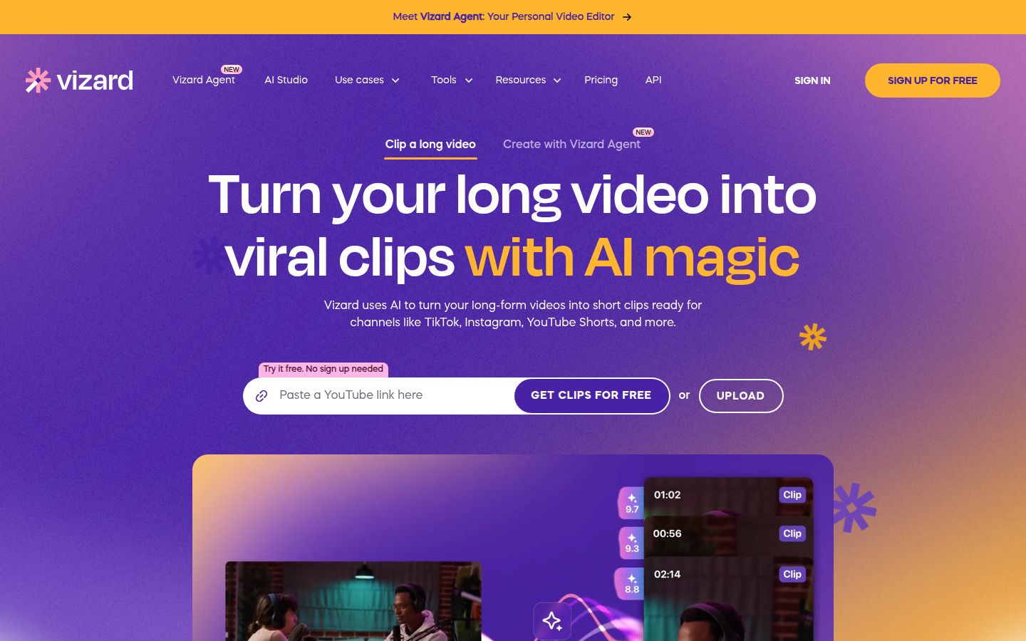 Vizard's homepage
